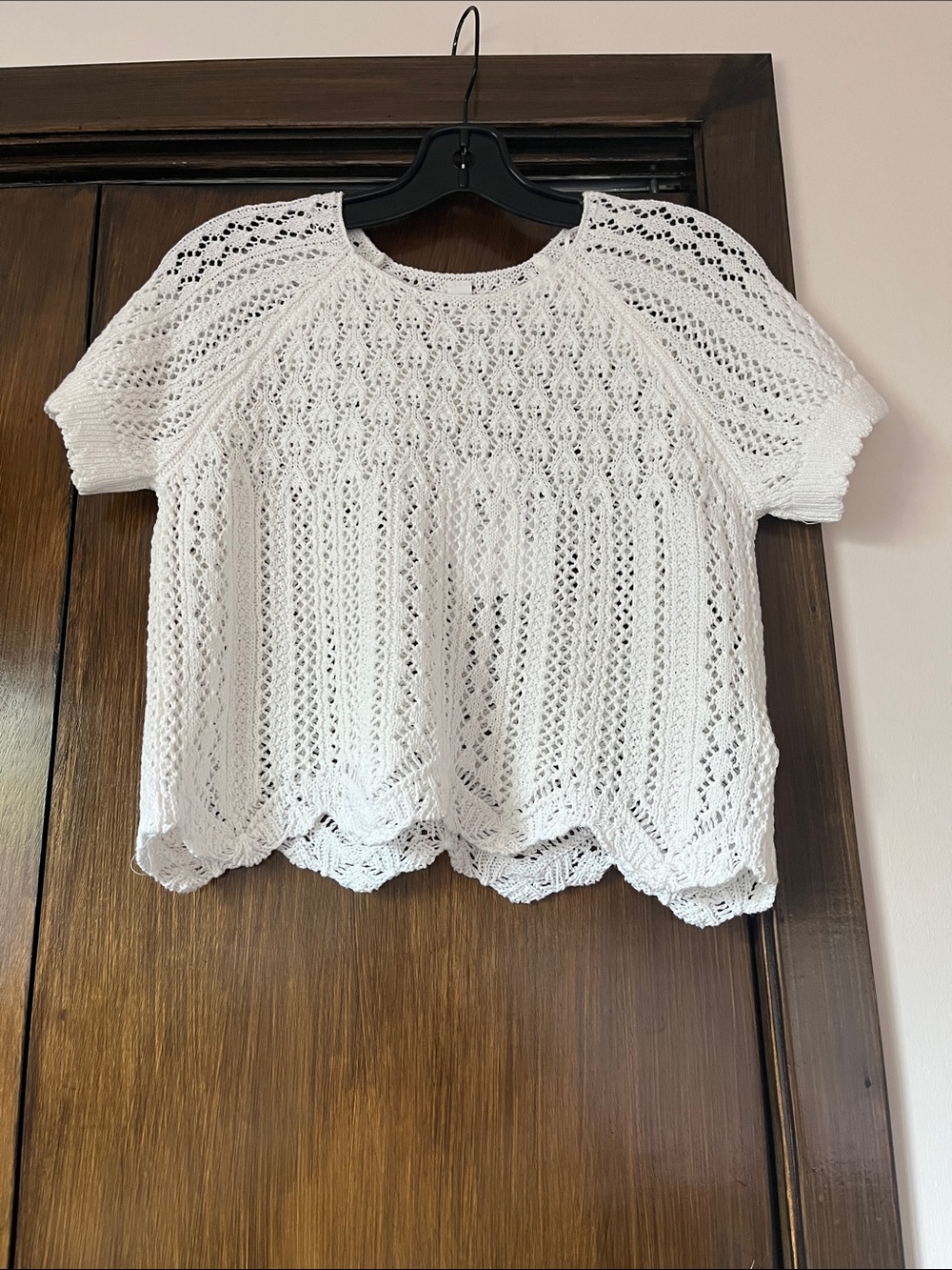 Only White Crochet Knit Short Sleeve Sweater